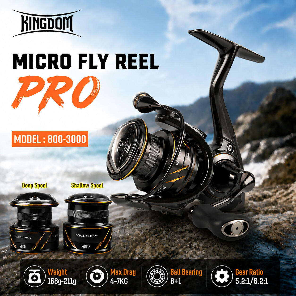 Kastking Reel Zephyr - Moulinet de pêche spinning Kingdom Micro